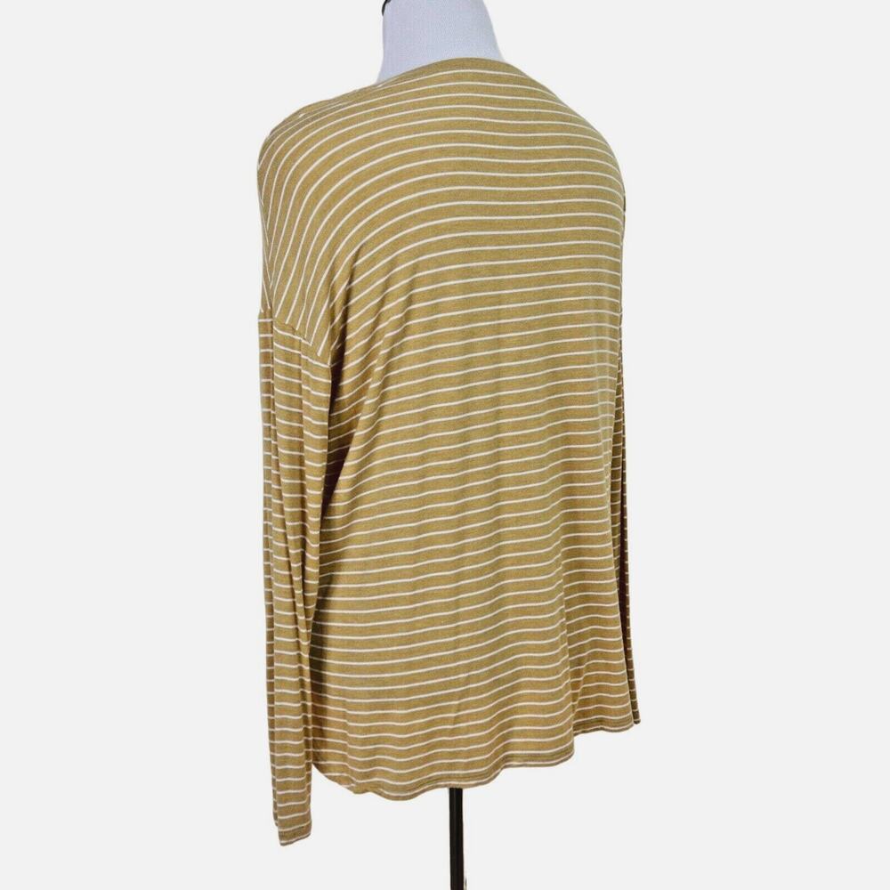 American Eagle Size S Soft & Sexy Long Sleeve Tee Striped Yellow White - Picture 3 of 10